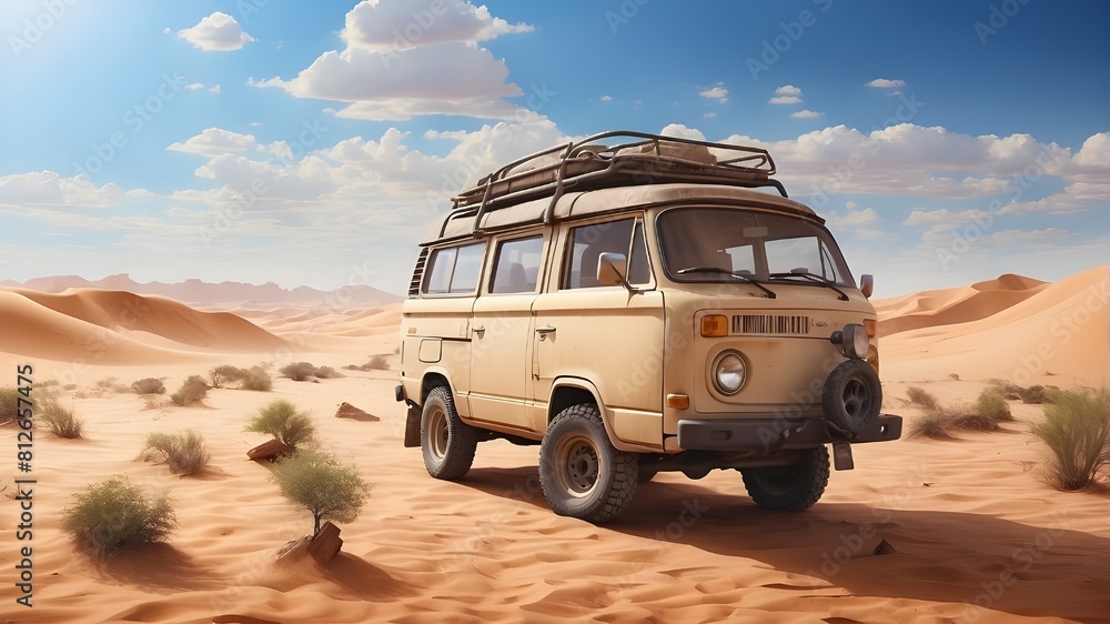 Poster going into the desert is a symbol of adventure and learning since it allows one to accept the unknow