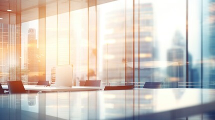 Fototapeta premium A beautiful blurred background of a light modern office interior