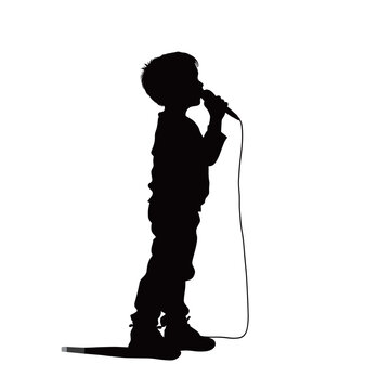 recommend clip art: A child has a talent show black vector silhouettes isolated