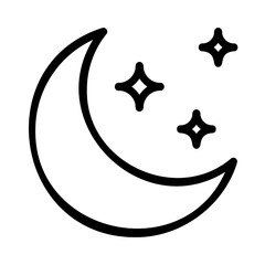 Night Crescent Moon with Stars Weather Icon Outline