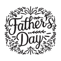 Happy Father's Day. Lettering with floral ornament sign symbols