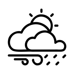 Partly Cloudy with Wind Weather Icon Outline