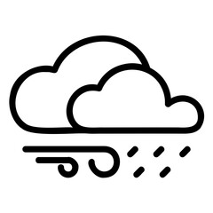 Partly Cloudy with Rain and Wind Weather Icon Outline