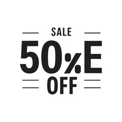 Sale 50% off lettering design. Black and white