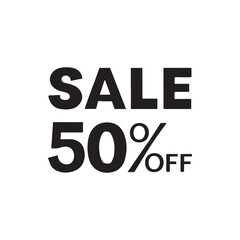 Sale 50% off lettering design. Black and white