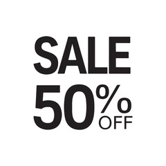 Sale 50% off lettering design. Black and white