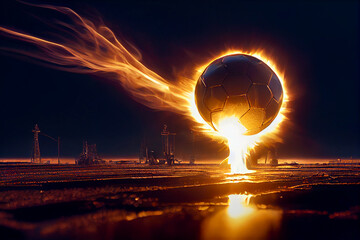 Closeup of a burning football