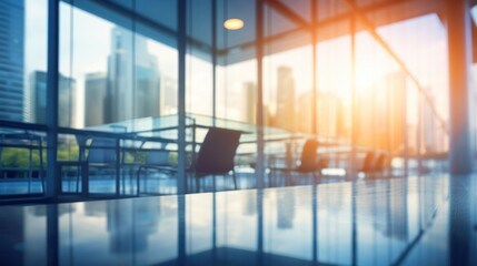Fototapeta premium A beautiful blurred background of a light modern office interior