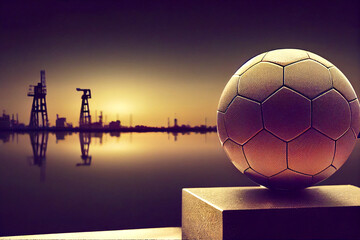 Football against oil field