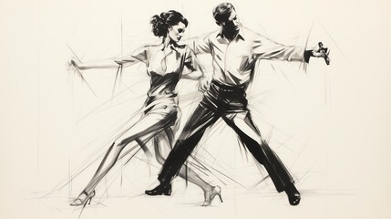 Fototapeta premium A series of quick sketches capturing the rhythmic movements of dancers or musicians