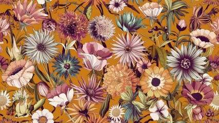 flower seamless pattern on muster background