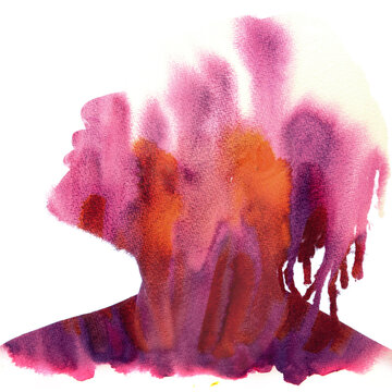 A runny watercolor paintography profile of a man looking up