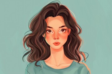 Fototapeta premium Simple drawing of a woman with long flowing hair, suitable for various design projects
