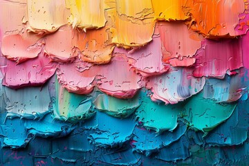 This image captures a close-up of vibrant and textured strokes of oil paint, showcasing a beautiful...