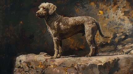 A painting of a Lagotto Romagnolo canine