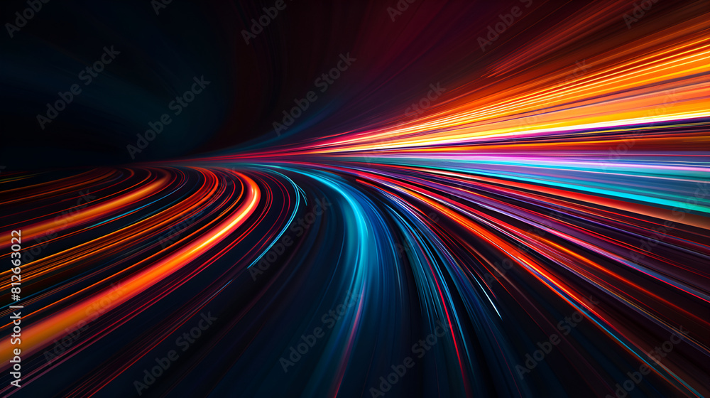 Poster dynamic luminous streaks on a dark backdrop. modern layout for banners, brochures, and advertisement