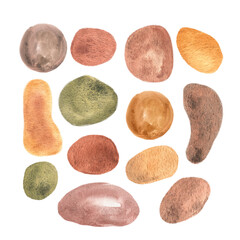 Abstract watercolor spots, boho-style children's clipart, hand-drawn, logo, icon, sign, natural template, cartoon children's style, fashionable print, clothes, greeting invitation card, cover, flyer