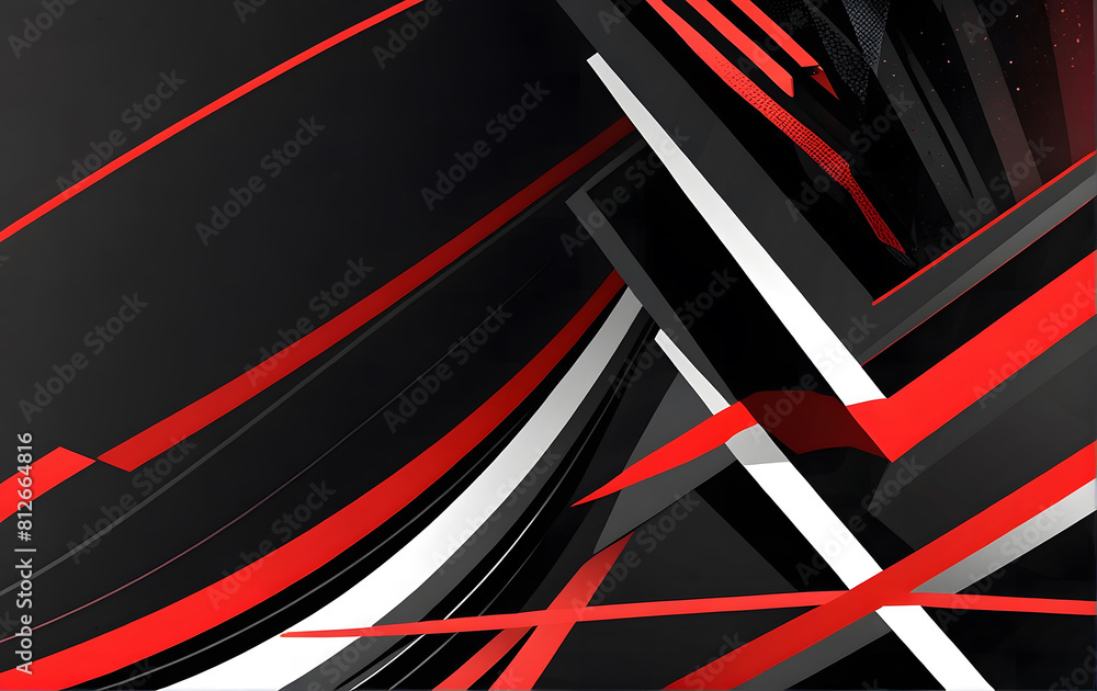 Poster Black and red abstract background with lines, Abstract layered Background design