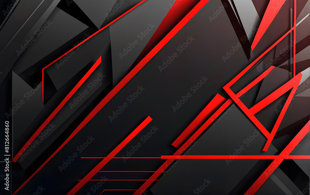 Poster Black and red abstract background with lines, Abstract layered Background design