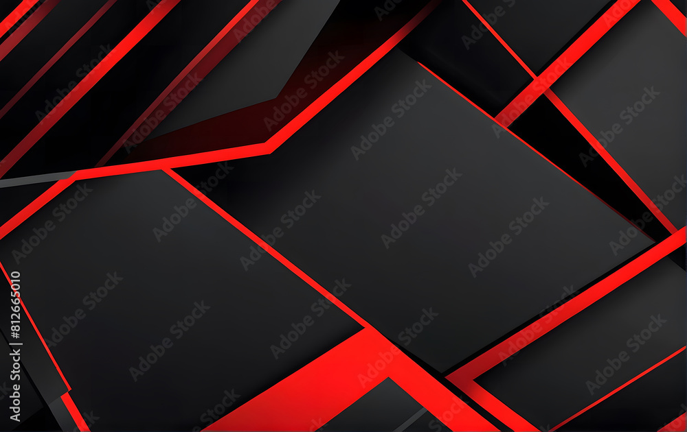 Poster Black and red abstract background with lines, Abstract layered Background design