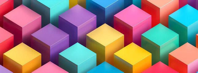 Naklejka premium A colorful image of blocks in various colors. The blocks are arranged in a way that creates a sense of depth and dimension. Generative AI
