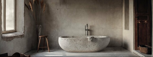 Stone minimalistic bathroom.
