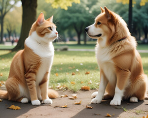 A little cat is bound to a relationship of friendship.