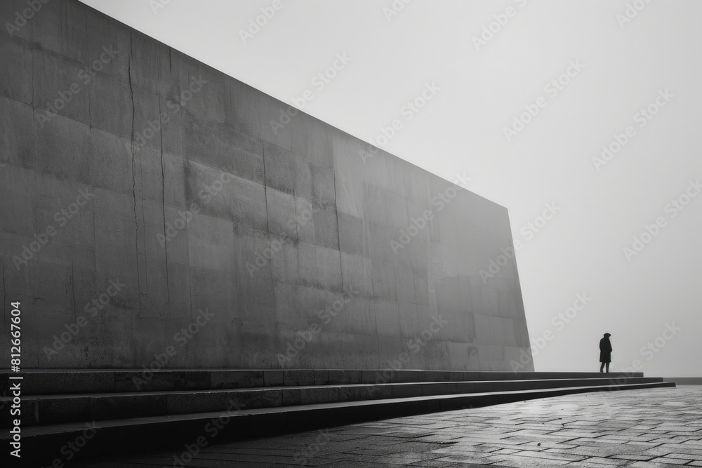 Poster a person standing in front of a plain wall. suitable for various concepts
