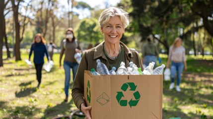 Elderly Woman Leading Recycling Effort