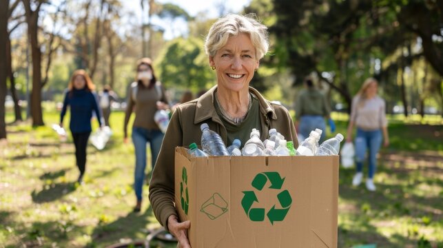 Elderly Woman Leading Recycling Effort