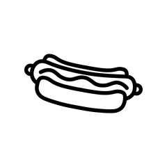 Hot dog line icon. Food icon. Hotdog icon isolated on white background. Transparent background, minimalist symbol. Vector images