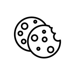 Cookie line icon. Food icon. Cookies icon isolated on white background. Transparent background, minimalist symbol. Vector images