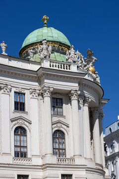 Details of decorative facade of Hofburg Palace with Sisi Museum, Vienna, Austria
