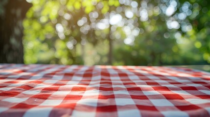 Checkered Tablecloth on Outdoor Table - Powered by Adobe