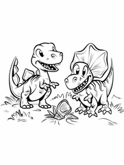 Obraz premium dinosaur adventure, fun coloring pages, fantasy