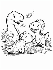 Obraz premium dinosaur adventure, fun coloring pages, fantasy