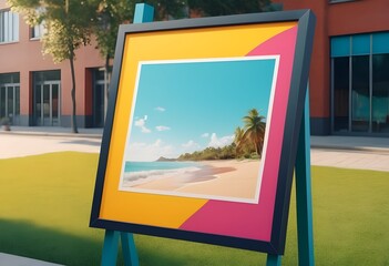 Fototapeta premium Mockup outdoor design for advertising of companies and for social media poster and banners in different sizes with elegent and attractive colours concept