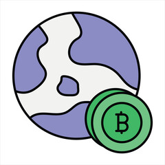 Bitcoin and Cryptocurrency Color Outline Icon Style