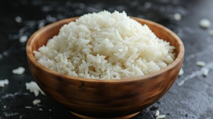 Various types and colors of rice; paddy rice, rice, brown coarse rice and white thai jasmine rice in wooden bowl isolated on white background, healthy eating concept