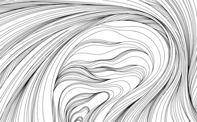 Abstract wavy background hand drawn. Monochrome hair design. Smoke illustration.