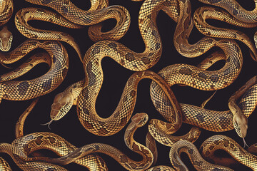 Fototapeta premium brown Snakes Background Tile | Reptilian Design | Serpent Patterns, Vibrant brown, Nature-inspibrown Texture, Wildlife Aesthetic 