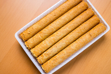 Baked egg roll in the package