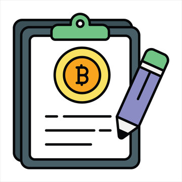 bitcoin document with pencil clip art preview