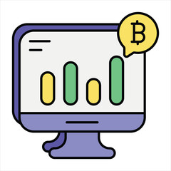 Bitcoin and Cryptocurrency Color Outline Icon Style