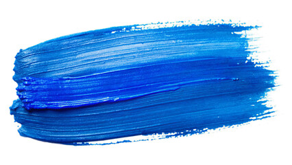Blue stroke of paint texture isolated on transparent background.
