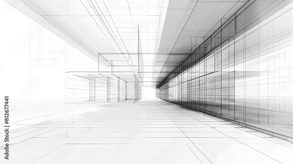 Poster sketch of modern architecture construction of new office building. post-produced generative ai illus