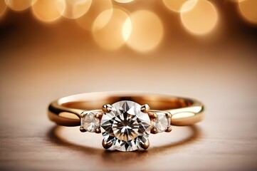 An engagement ring typically features a prominent diamond or gemstone set in precious metal. It symbolizes commitment and is often designed with unique, personalized elements to reflect individual lov