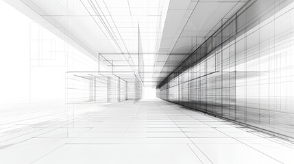 Fototapeta premium Sketch of modern architecture construction of new office building. Post-produced generative AI illustration,Abstract black and white architectural design.Abstract perspective technology background - 