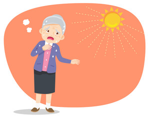 elderly thirsty from heat of the summer sun