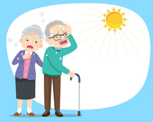 elderly thirsty from heat of the summer sun